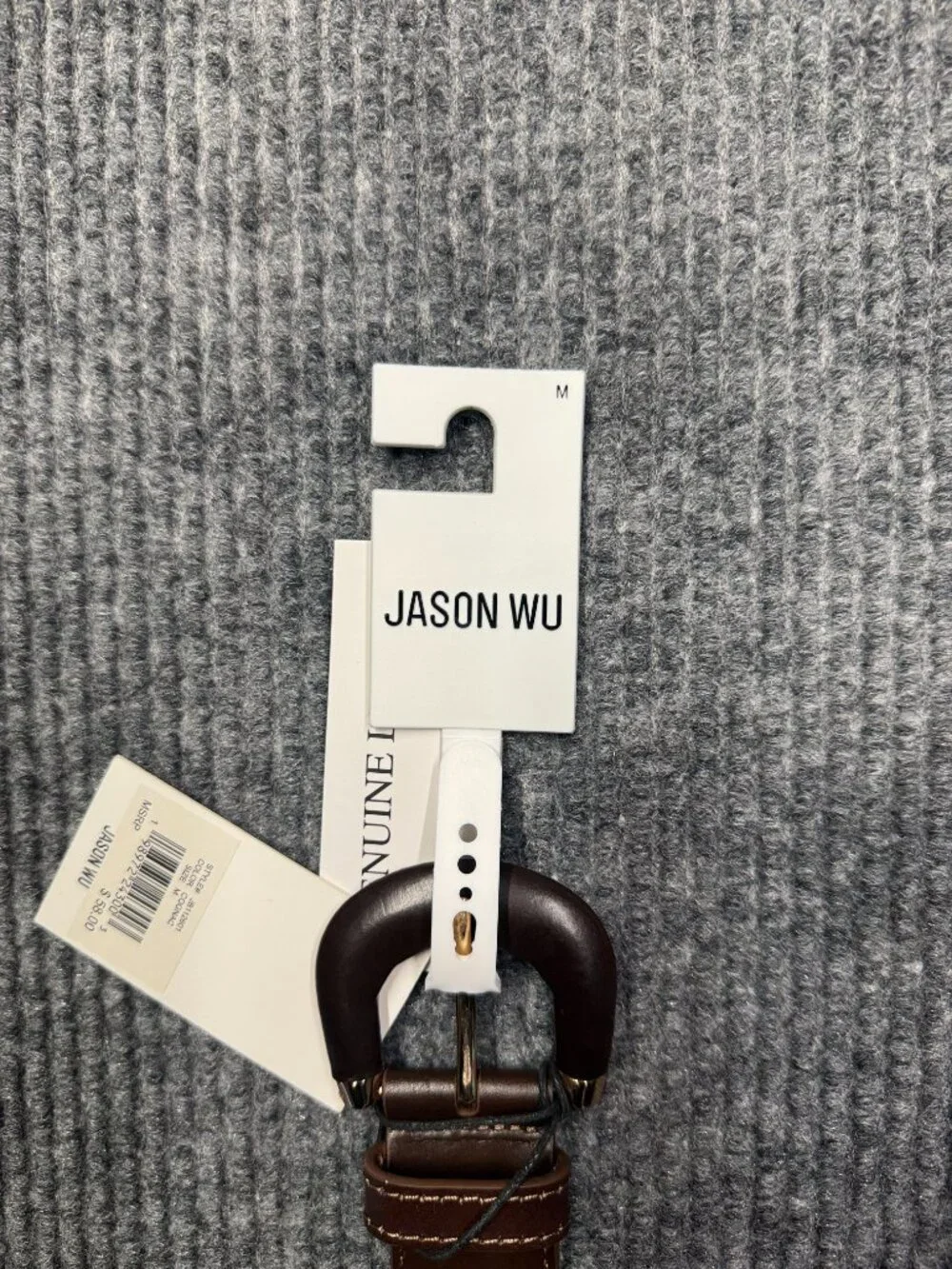 Jason Wu Women’s Brown Cognac & White Two-Tone Leather Belt with Gold Buckle New